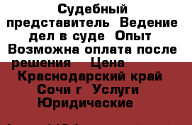 Судебный представитель. Ведение дел в суде. Опыт. Возможна оплата после решения  › Цена ­ 1 000 - Краснодарский край, Сочи г. Услуги » Юридические   